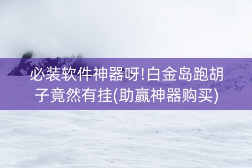 必装软件神器呀!白金岛跑胡子竟然有挂(助赢神器购买)