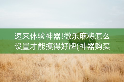 速来体验神器!微乐麻将怎么设置才能摸得好牌(神器购买好牌规律)