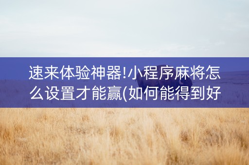 速来体验神器!小程序麻将怎么设置才能赢(如何能得到好牌)