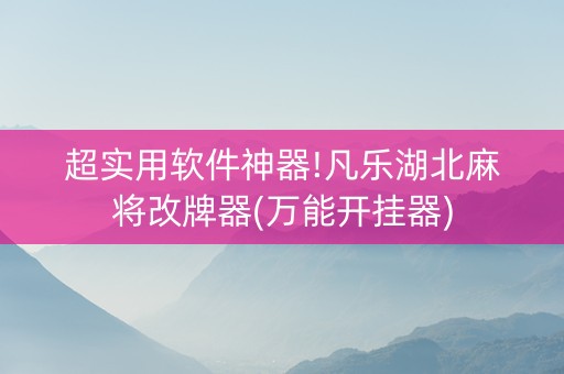 超实用软件神器!凡乐湖北麻将改牌器(万能开挂器)
