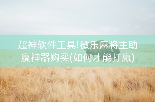 超神软件工具!微乐麻将主助赢神器购买(如何才能打赢)