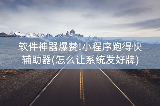 软件神器爆赞!小程序跑得快辅助器(怎么让系统发好牌)
