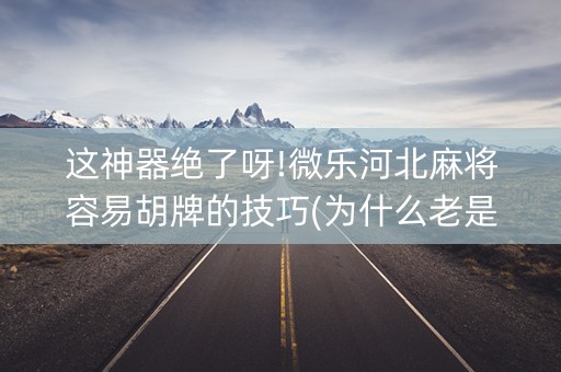 这神器绝了呀!微乐河北麻将容易胡牌的技巧(为什么老是输呢)