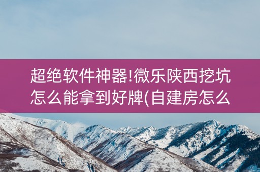 超绝软件神器!微乐陕西挖坑怎么能拿到好牌(自建房怎么赢) 超绝软件神器!微乐陕西挖坑怎么能拿到好牌(自建房怎么赢)