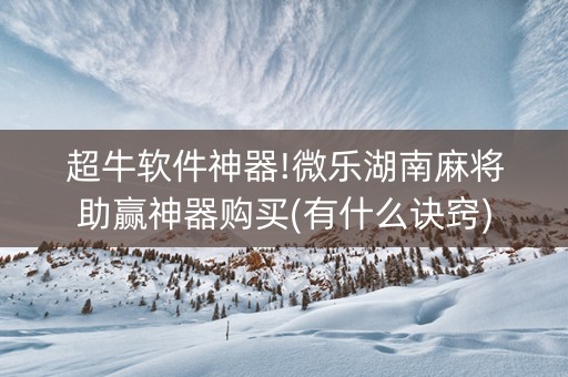 超牛软件神器!微乐湖南麻将助赢神器购买(有什么诀窍)