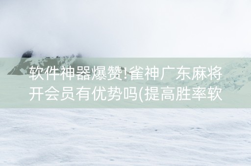 软件神器爆赞!雀神广东麻将开会员有优势吗(提高胜率软件)