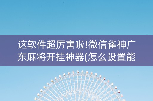 这软件超厉害啦!微信雀神广东麻将开挂神器(怎么设置能有好牌)