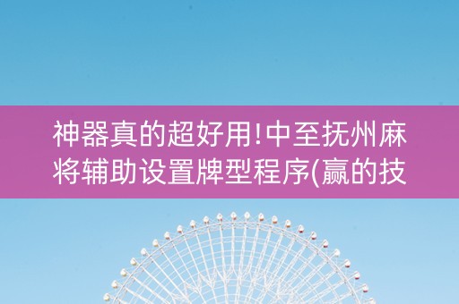 神器真的超好用!中至抚州麻将辅助设置牌型程序(赢的技巧规律)
