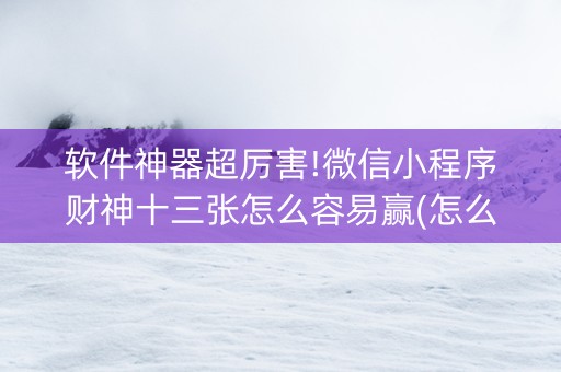 软件神器超厉害!微信小程序财神十三张怎么容易赢(怎么发好牌)