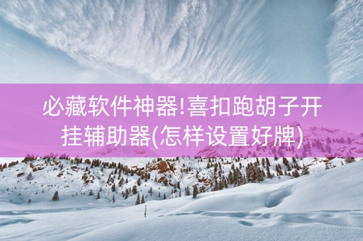 必藏软件神器!喜扣跑胡子开挂辅助器(怎样设置好牌)