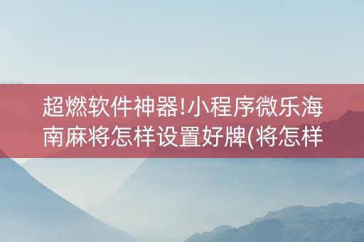 超燃软件神器!小程序微乐海南麻将怎样设置好牌(将怎样比较容易赢)