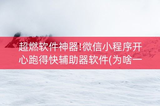 超燃软件神器!微信小程序开心跑得快辅助器软件(为啥一直输)