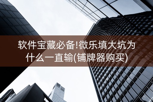 软件宝藏必备!微乐填大坑为什么一直输(铺牌器购买)