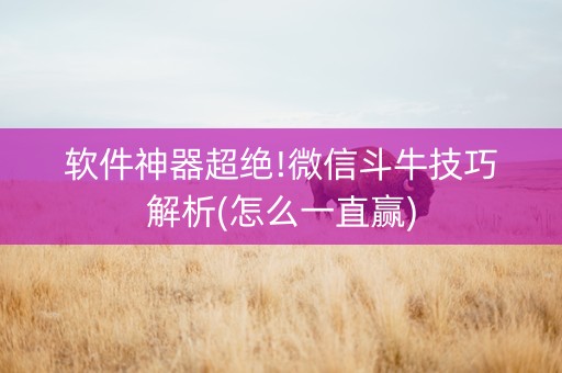 软件神器超绝!微信斗牛技巧解析(怎么一直赢)