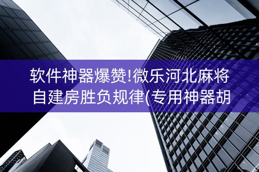 软件神器爆赞!微乐河北麻将自建房胜负规律(专用神器胡牌技巧)
