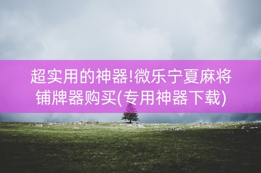 超实用的神器!微乐宁夏麻将铺牌器购买(专用神器下载)