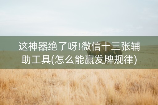 这神器绝了呀!微信十三张辅助工具(怎么能赢发牌规律)