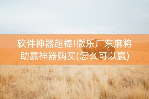 软件神器超棒!微乐广东麻将助赢神器购买(怎么可以赢)