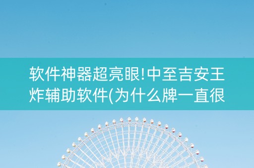 软件神器超亮眼!中至吉安王炸辅助软件(为什么牌一直很差)
