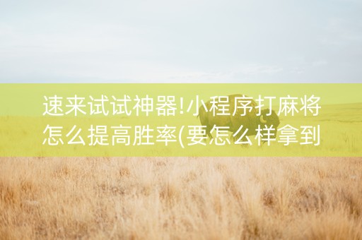 速来试试神器!小程序打麻将怎么提高胜率(要怎么样拿到好牌)