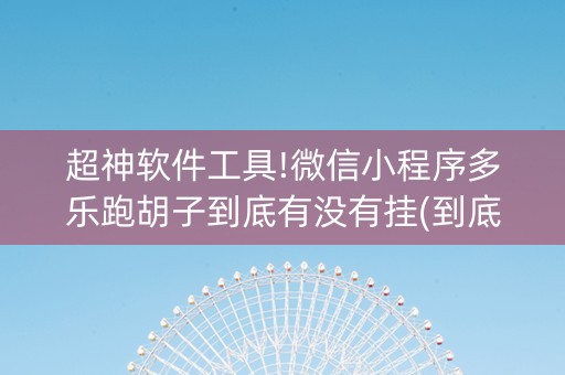 超神软件工具!微信小程序多乐跑胡子到底有没有挂(到底是不是有挂)