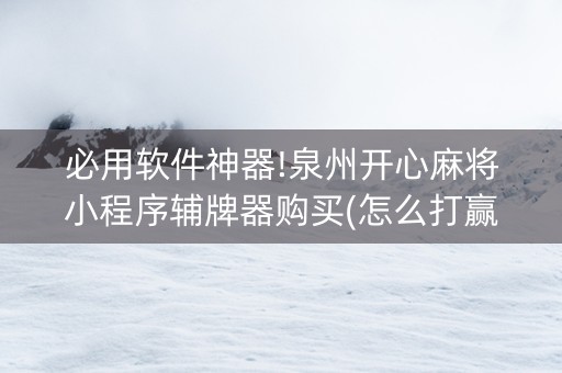 必用软件神器!泉州开心麻将小程序辅牌器购买(怎么打赢的几率大)