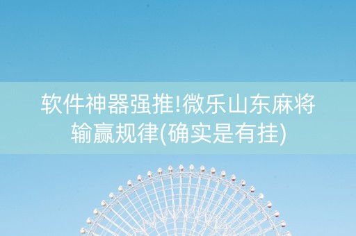 软件神器强推!微乐山东麻将输赢规律(确实是有挂)