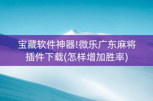 宝藏软件神器!微乐广东麻将插件下载(怎样增加胜率)