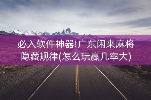 必入软件神器!广东闲来麻将隐藏规律(怎么玩赢几率大)