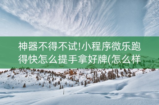 神器不得不试!小程序微乐跑得快怎么提手拿好牌(怎么样来好牌)