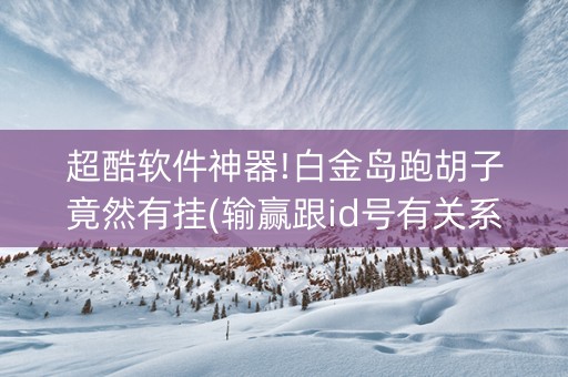 超酷软件神器!白金岛跑胡子竟然有挂(输赢跟id号有关系吗)