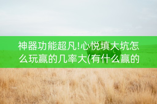 神器功能超凡!心悦填大坑怎么玩赢的几率大(有什么赢的技巧)