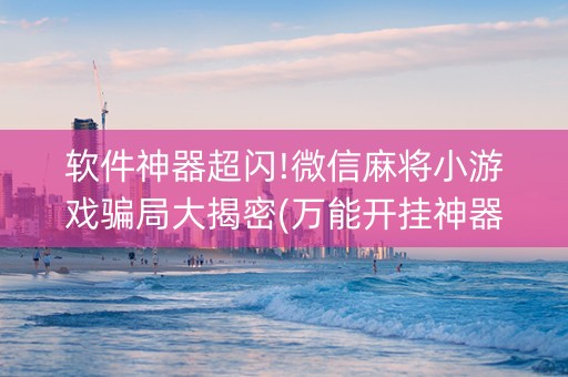 软件神器超闪!微信麻将小游戏骗局大揭密(万能开挂神器)