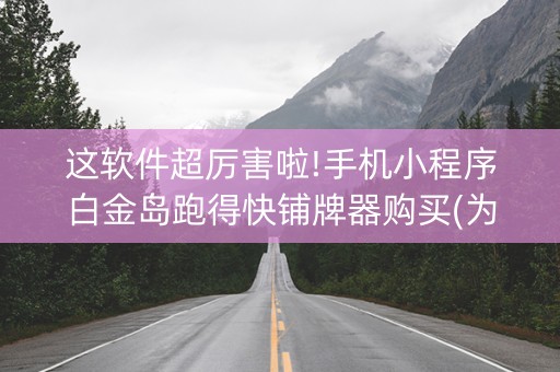 这软件超厉害啦!手机小程序白金岛跑得快铺牌器购买(为什么老是输)