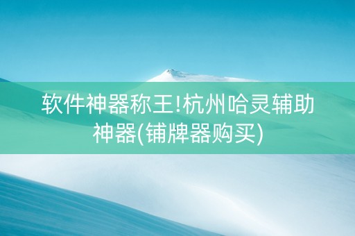 软件神器称王!杭州哈灵辅助神器(铺牌器购买)