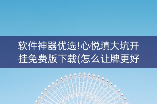 软件神器优选!心悦填大坑开挂免费版下载(怎么让牌更好)