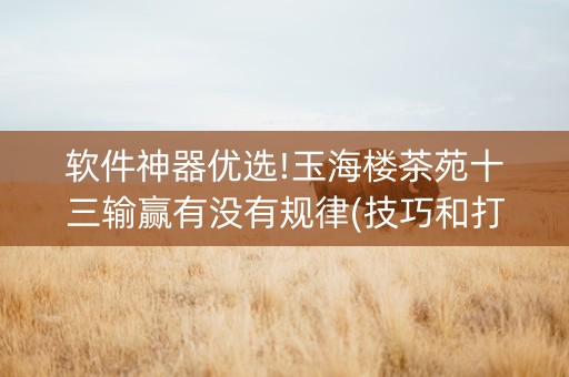 软件神器优选!玉海楼茶苑十三输赢有没有规律(技巧和打好牌方法)