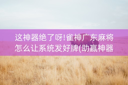这神器绝了呀!雀神广东麻将怎么让系统发好牌(助赢神器购买)
