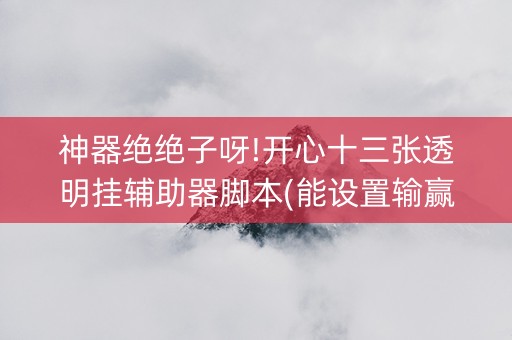 神器绝绝子呀!开心十三张透明挂辅助器脚本(能设置输赢吗)
