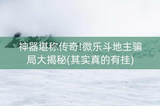 神器堪称传奇!微乐斗地主骗局大揭秘(其实真的有挂)