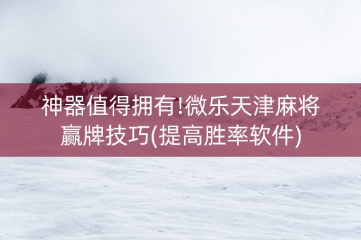神器值得拥有!微乐天津麻将赢牌技巧(提高胜率软件)