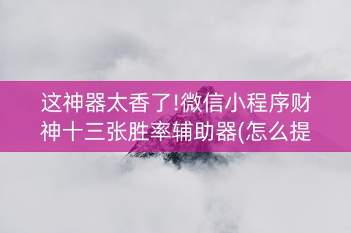 这神器太香了!微信小程序财神十三张胜率辅助器(怎么提高赢牌率)