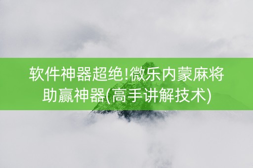 软件神器超绝!微乐内蒙麻将助赢神器(高手讲解技术)