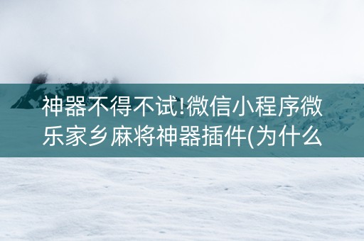 神器不得不试!微信小程序微乐家乡麻将神器插件(为什么有人一直赢)