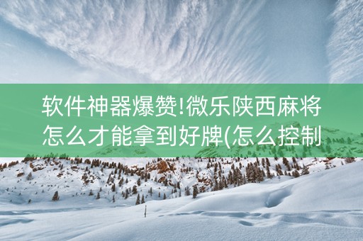软件神器爆赞!微乐陕西麻将怎么才能拿到好牌(怎么控制输赢)