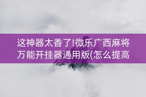 这神器太香了!微乐广西麻将万能开挂器通用版(怎么提高好牌率)