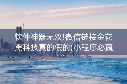 软件神器无双!微信链接金花黑科技真的假的(小程序必赢神器)