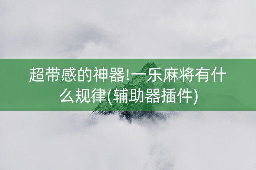 超带感的神器!一乐麻将有什么规律(辅助器插件)