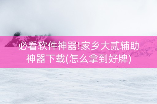 必看软件神器!家乡大贰辅助神器下载(怎么拿到好牌)