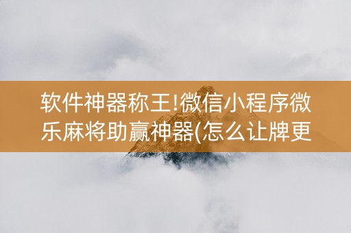 软件神器称王!微信小程序微乐麻将助赢神器(怎么让牌更好)
